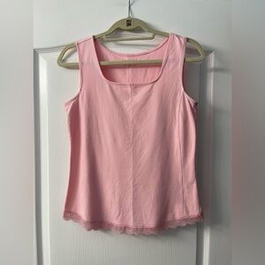 Coldwater Creek Pink Tank Top with lace trim